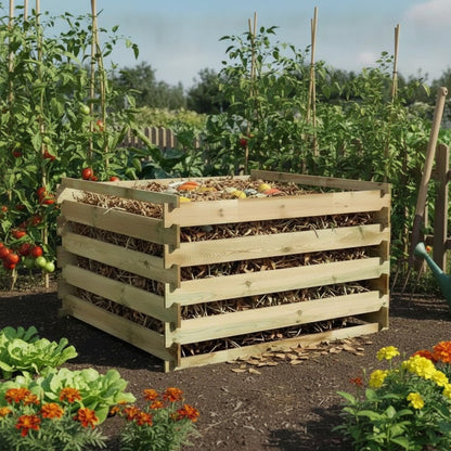 Composteur de Jardin en Pin Massif 120x120x70 cm - Fabrication Française