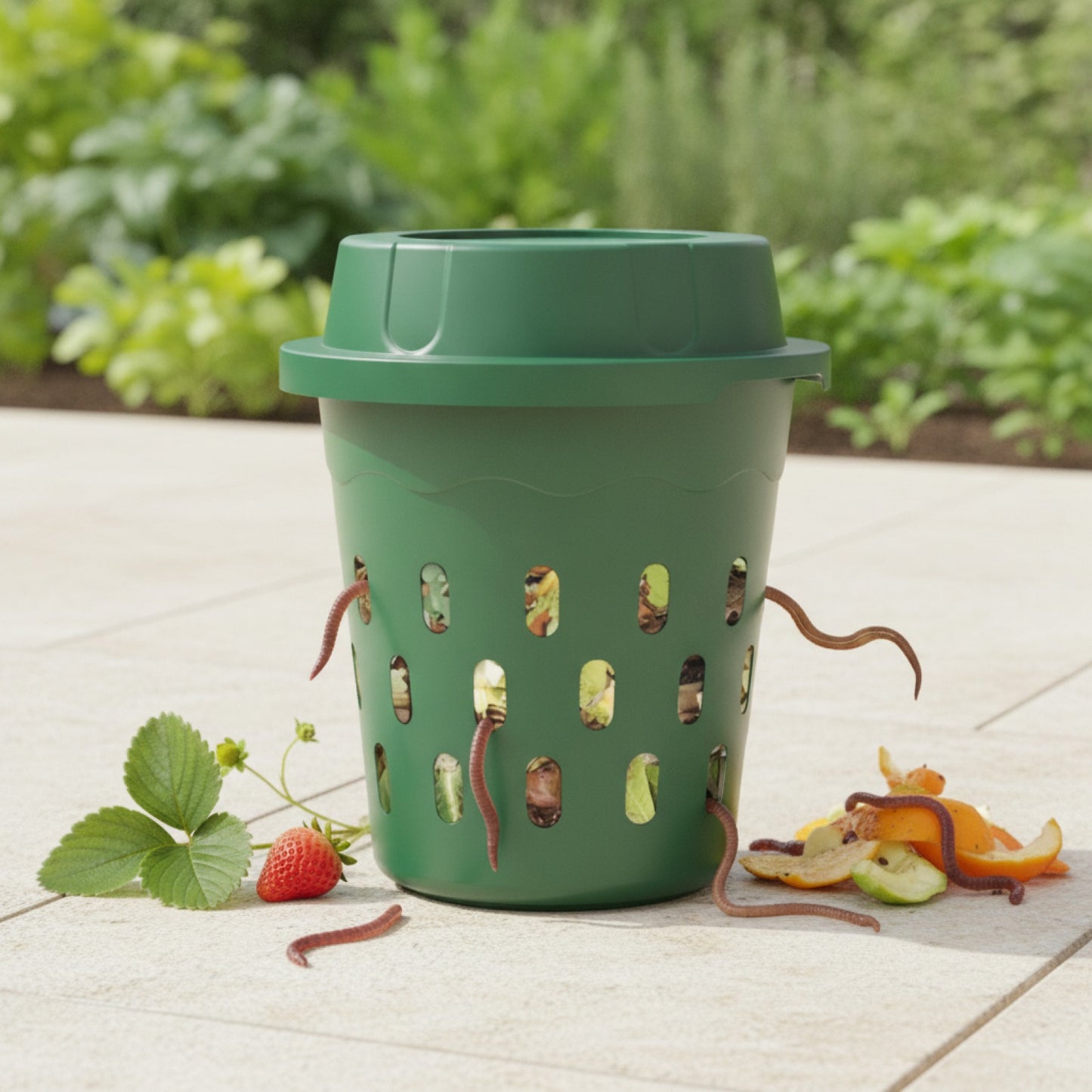 Composteur de Jardin en Plastique pour Déchets de Cuisine et Lombricompostage - Idéal Fraises & Légumes