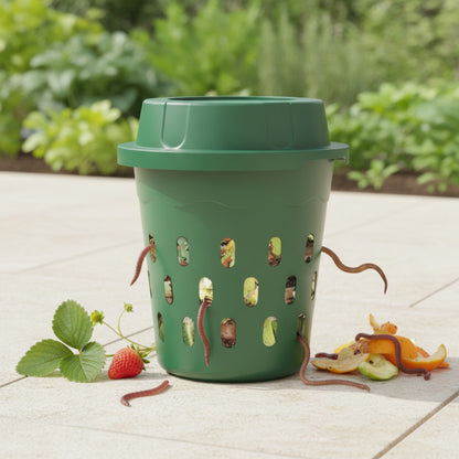 Composteur de Jardin en Plastique pour Déchets de Cuisine et Lombricompostage - Idéal Fraises & Légumes