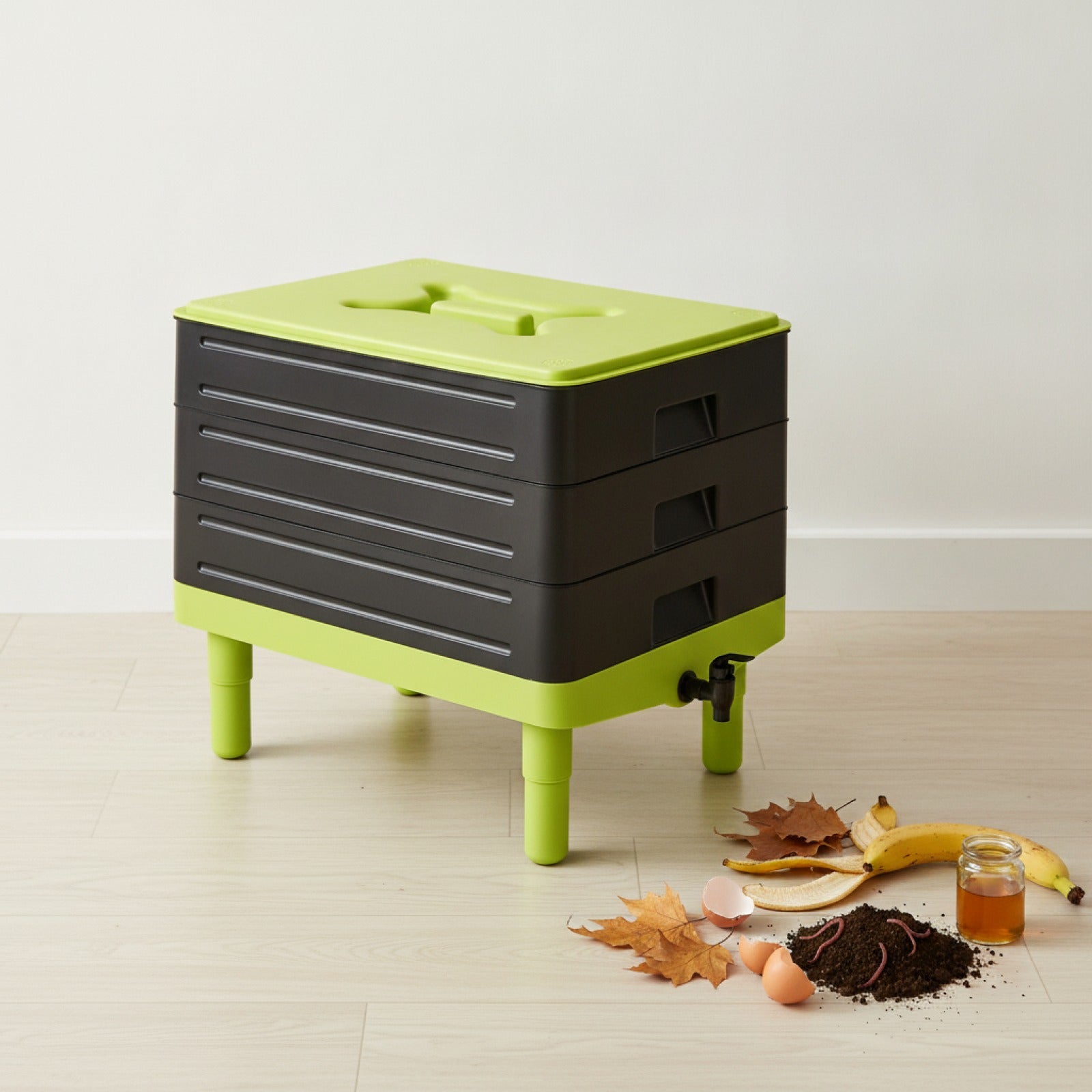 Composteur de Jardin Noir - Bac à Compost Domestique pour Déchets Organiques
