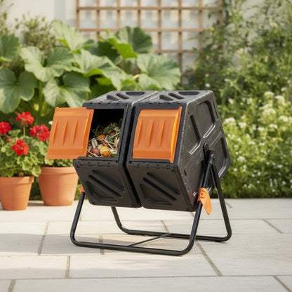 Composteur de Jardin Rotatif 140L Double Chambre - Efficace et Pratique