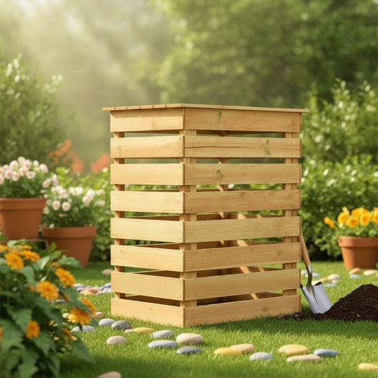 Composteur en Bois Imprégné 80x80x80 cm - Aération Optimale pour Jardin