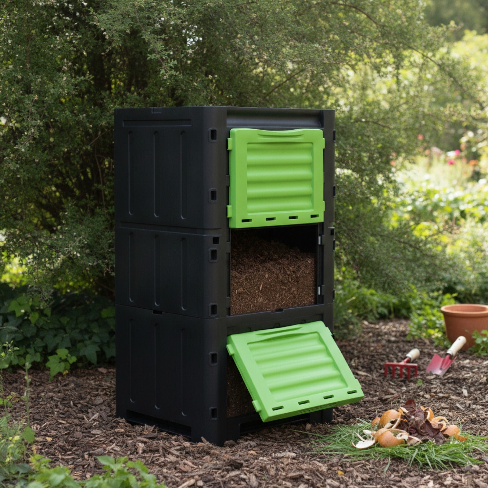 Composteur Vertical 300L pour Jardin et Cour - Grande Capacité, Fermentation Organique