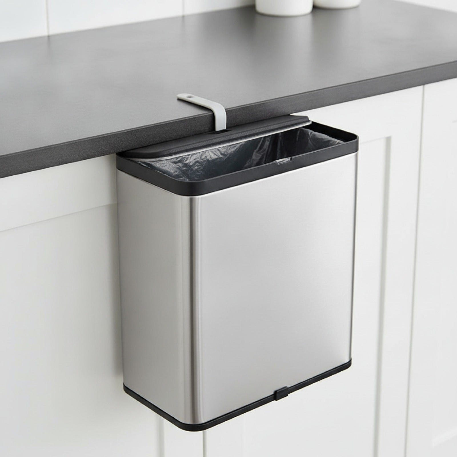 Poubelle de Cuisine en Acier Inoxydable 8L avec Couvercle - Design Suspendu et Anti-traces