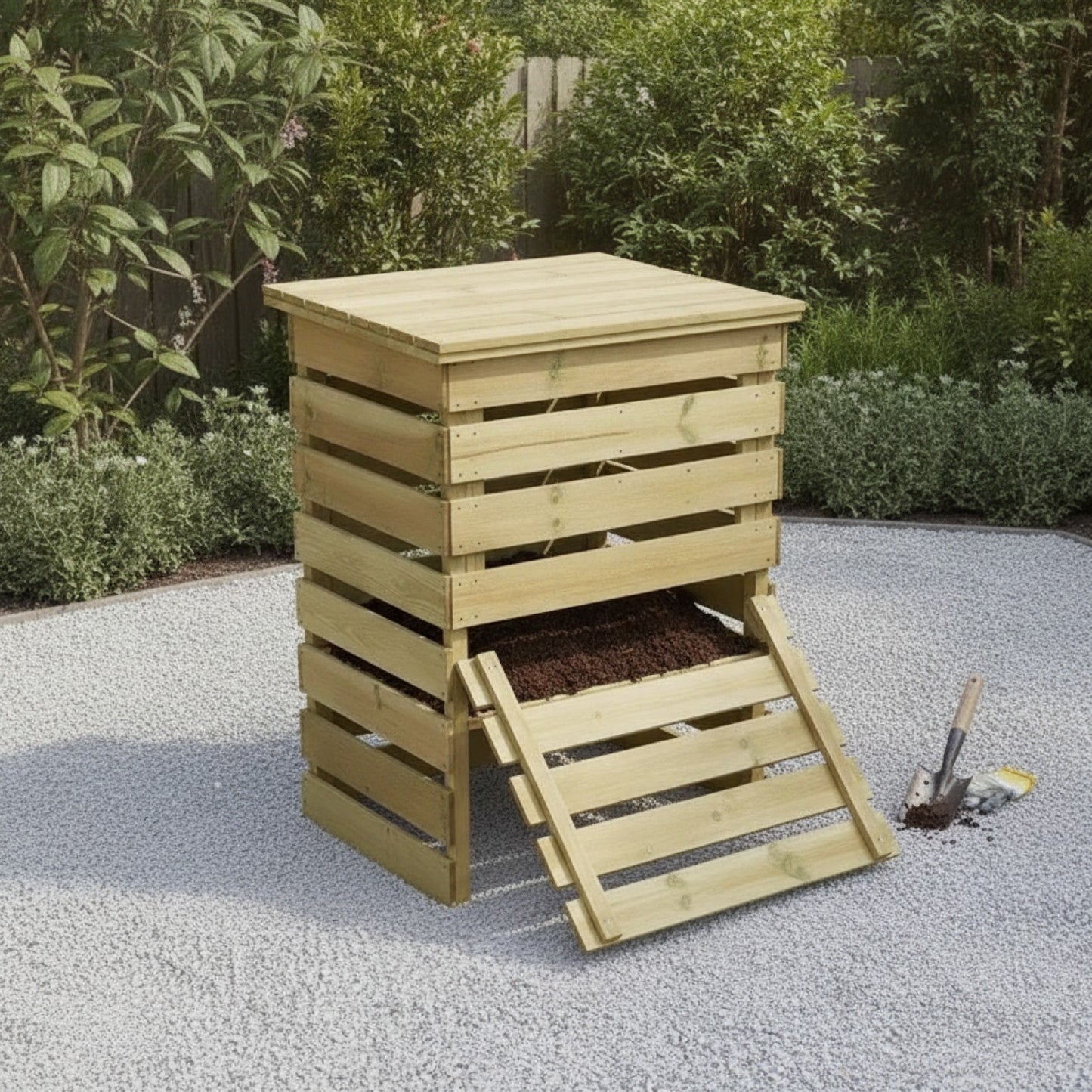 Lot de 4 Bacs à Compost en Bois de Pin Imprégné - 80x50x100cm - Recyclage Jardin