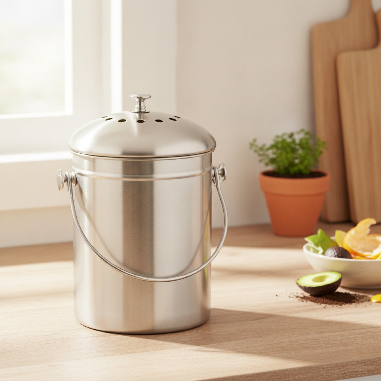 Seau Compost Cuisine Inox - Anti-Odeur & Écologique