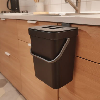 Poubelle de Cuisine Compostable Suspendue avec Couvercle - 3L Noir ou Blanc