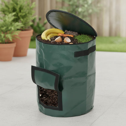 Sac Composteur de Jardin Pliable 120L avec Couvercle - Collecteur de Déchets Organiques Écologique