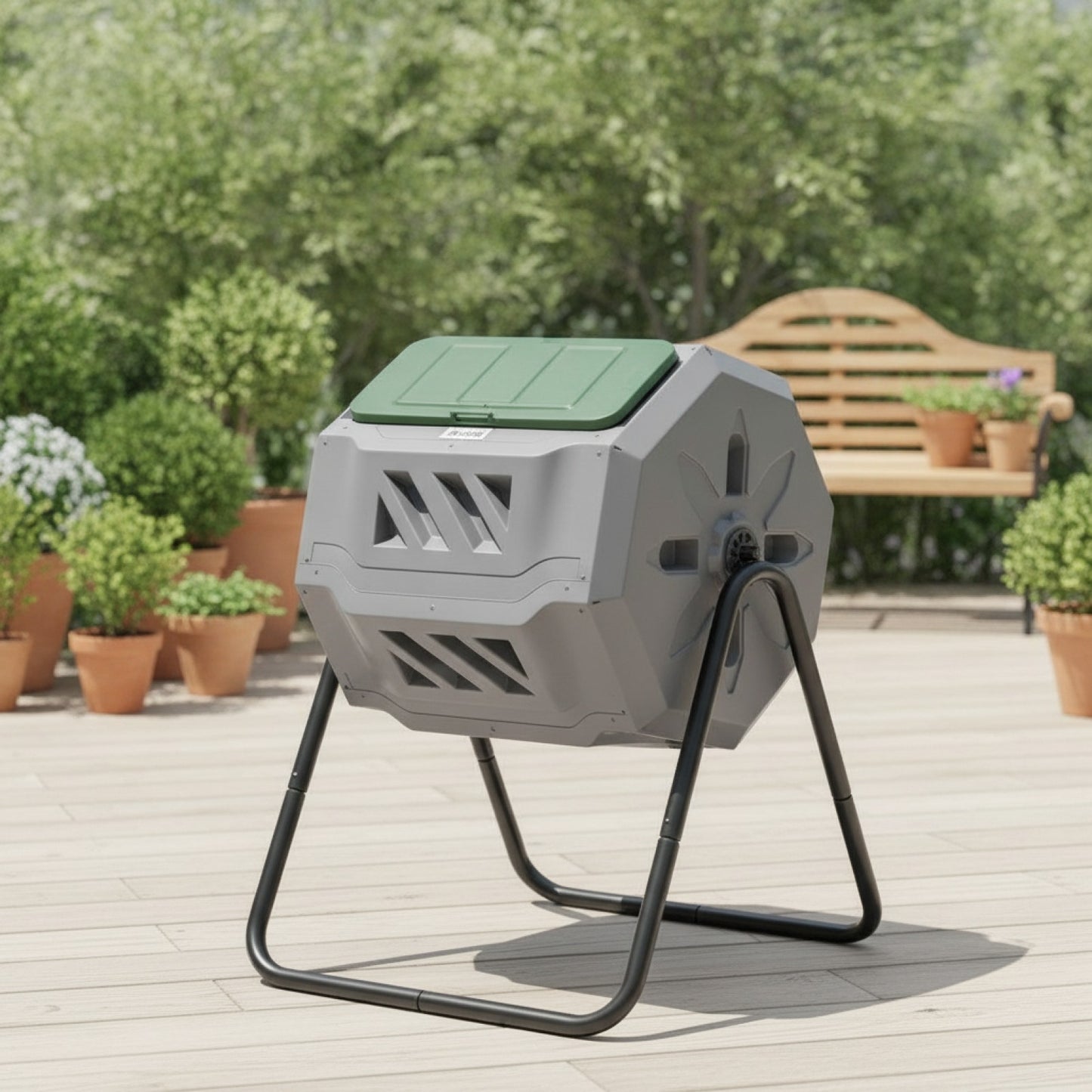 Composteur de Jardin Rotatif 360° - 160L Double Chambre, Anti-Rongeurs
