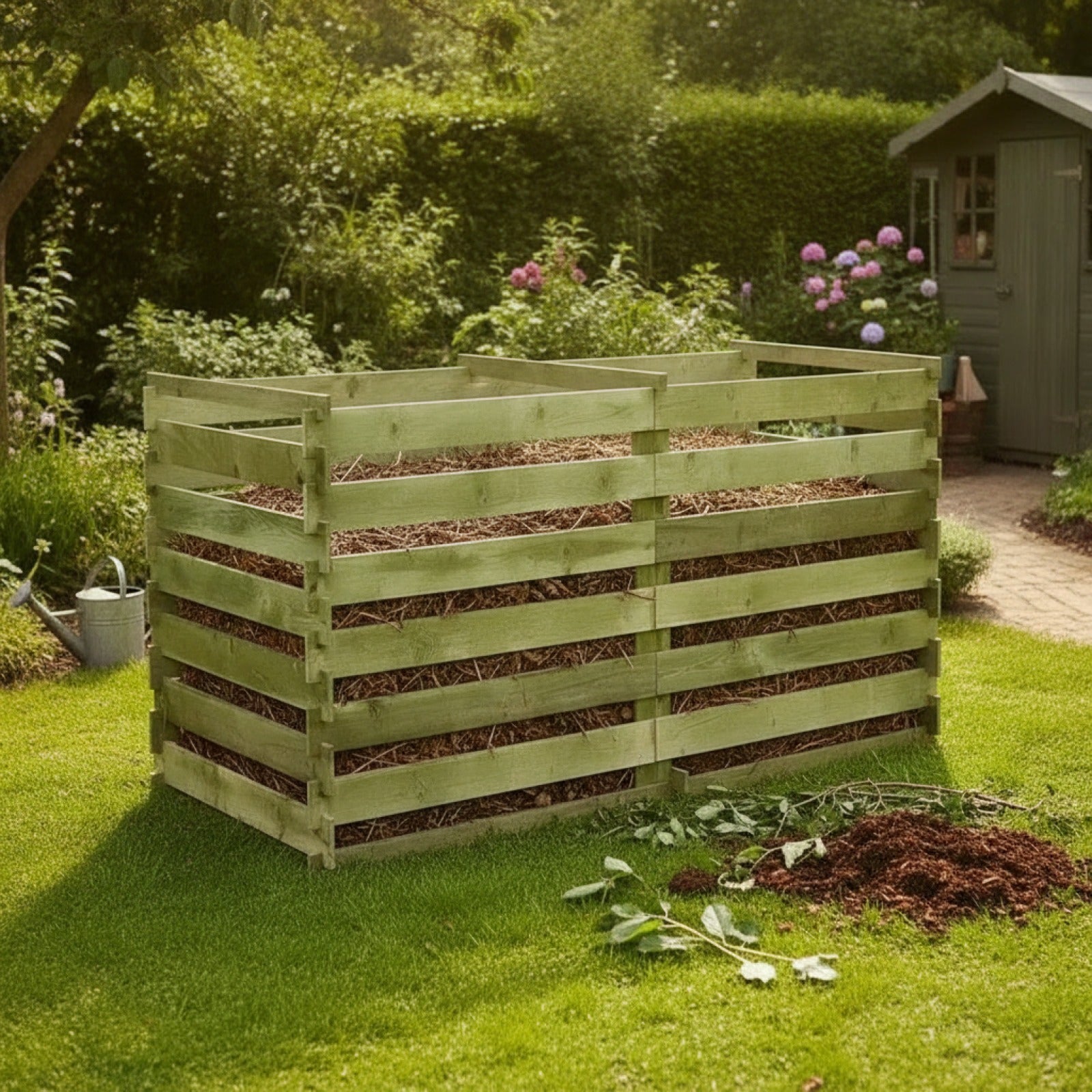 Composteur en Bois de Pin Imprégné 180x90x90 cm - Idéal pour le Jardin