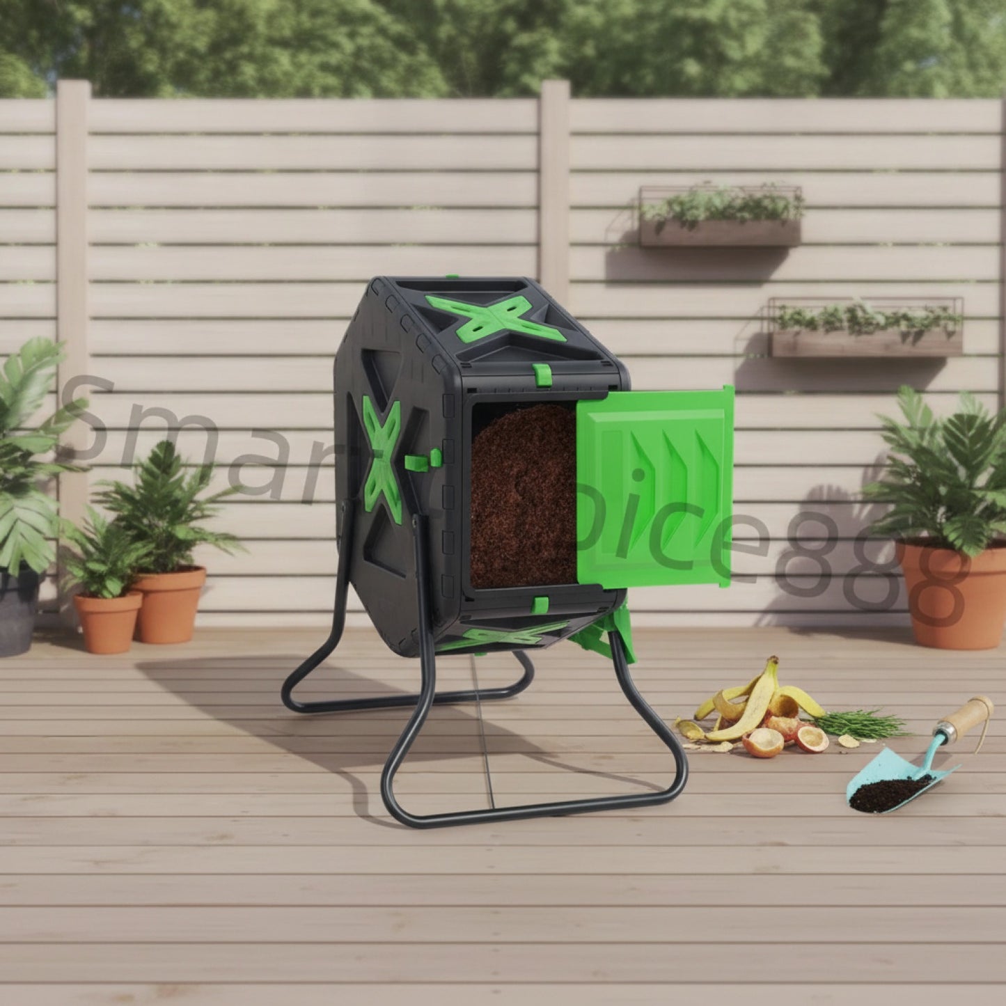Composteur Rotatif 70L pour Jardin - Bac à Compostage Extérieur avec Rotation 360°