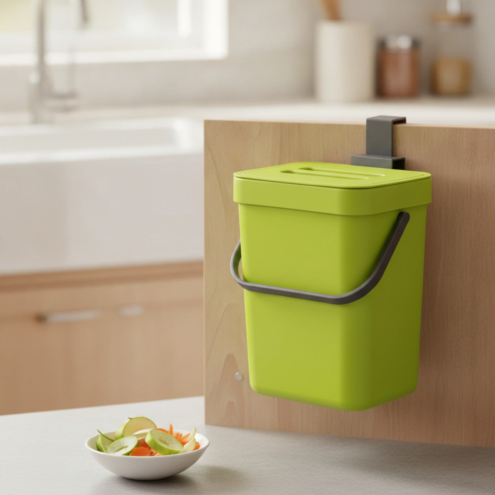 Poubelle de Cuisine Suspendue Écologique avec Couvercle - 3L ou 5L