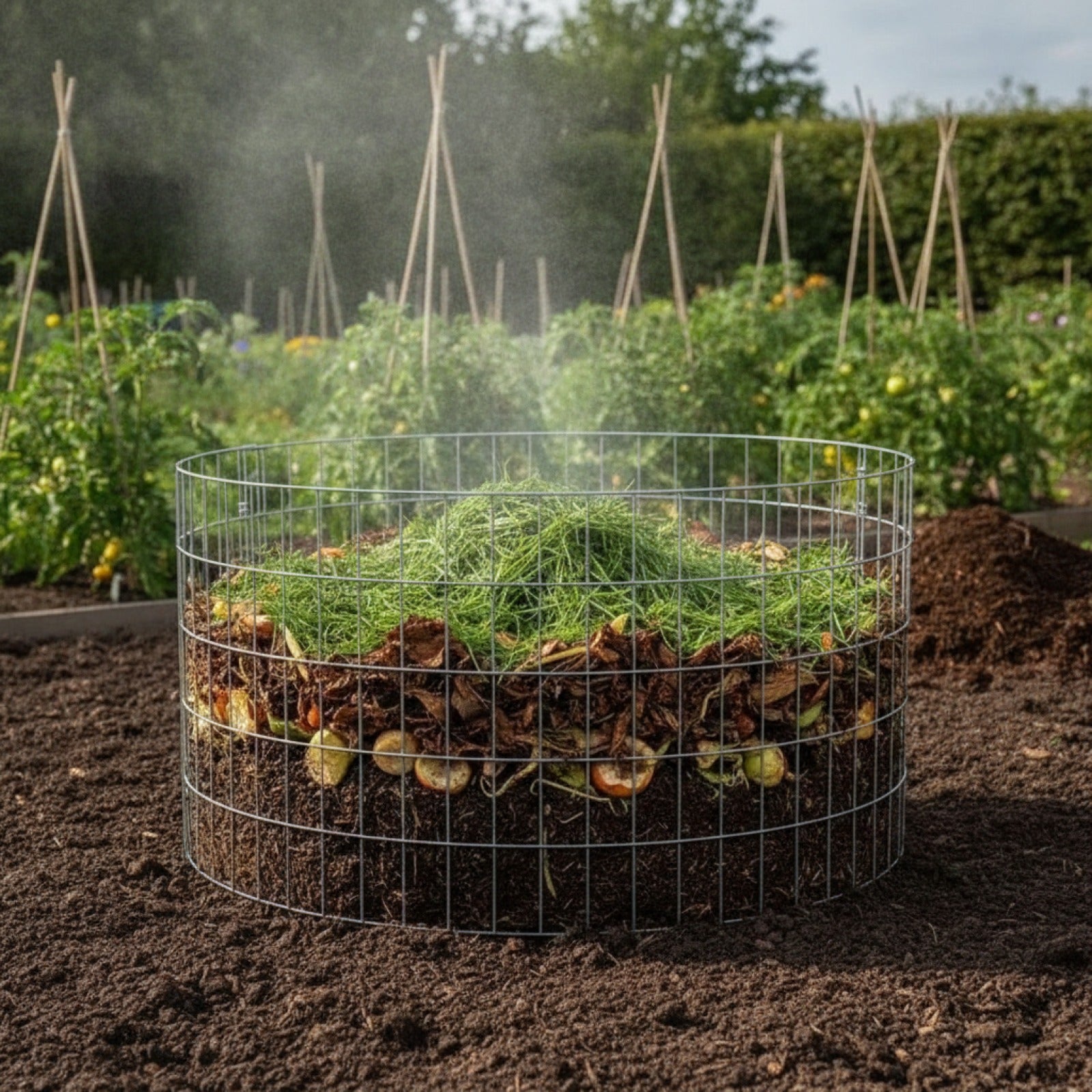 Composteur de Jardin en Acier Galvanisé 100x50 cm - Résistant et Aéré