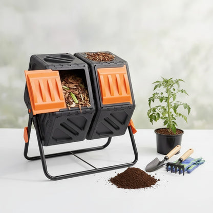 Composteur de Jardin Rotatif 140L Double Chambre - Efficace et Pratique