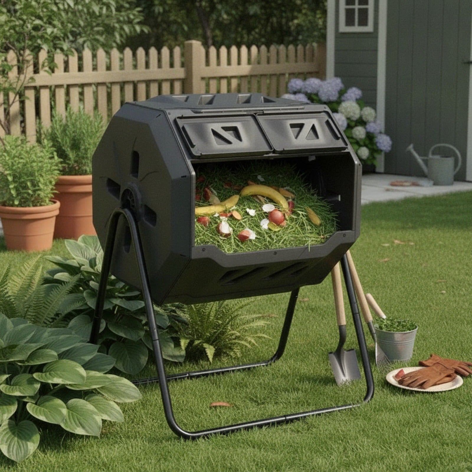 Composteur de Jardin Rotatif 160L Noir - Fabrication Française