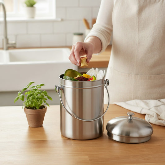Seau Compost Cuisine Inox - Anti-Odeur & Écologique