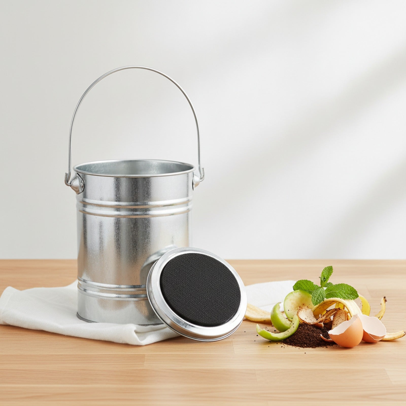 Seau Compost Intérieur 3L - Sans Odeur, Facile à Nettoyer