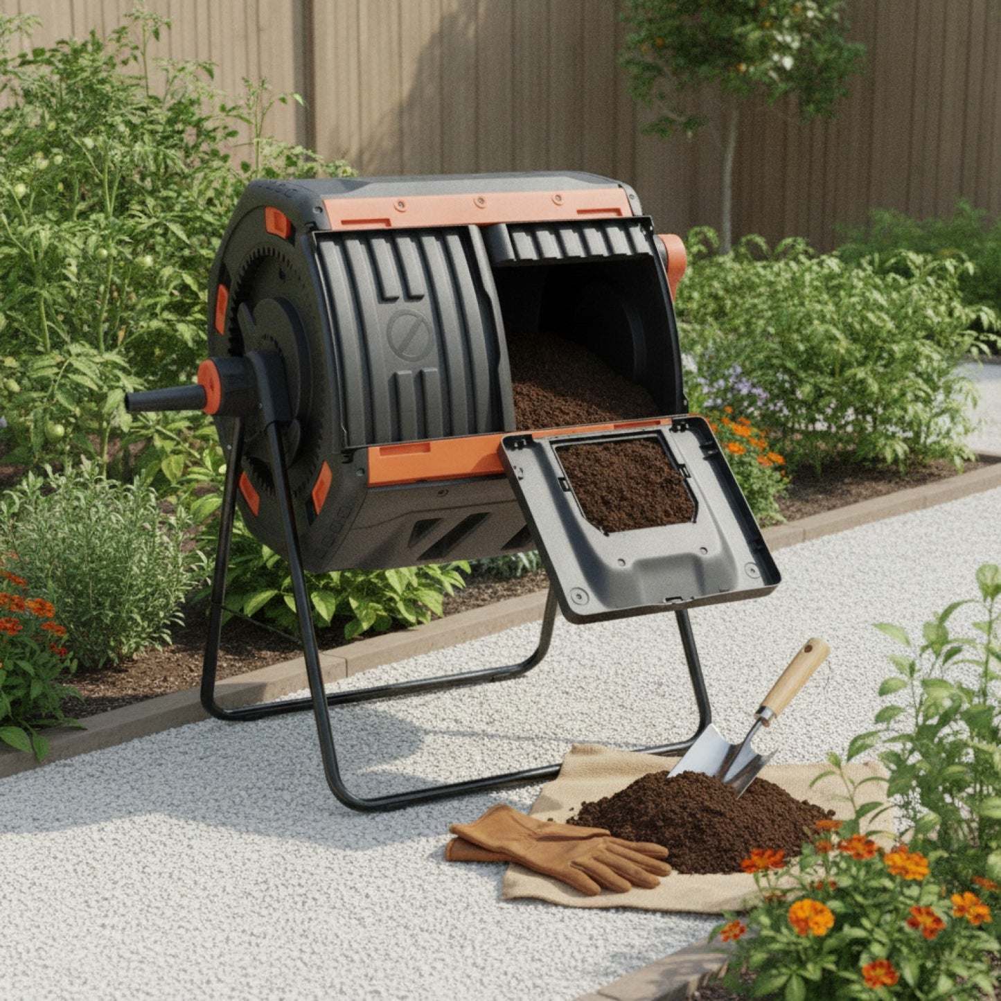 Composteur Rotatif 160L Anti-Corrosion : Compostage Facile et Rapide pour Jardin