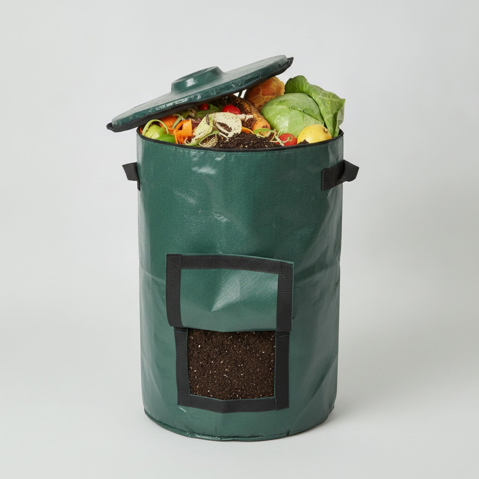 Sac Composteur de Jardin Pliable 120L avec Couvercle - Collecteur de Déchets Organiques Écologique