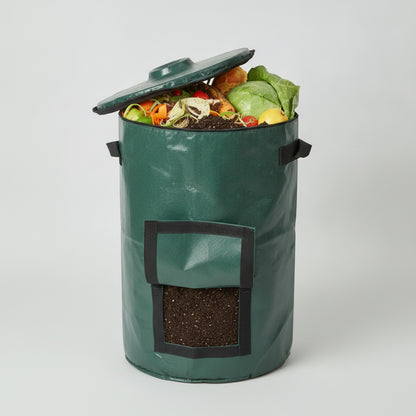 Sac Composteur de Jardin Pliable 120L avec Couvercle - Collecteur de Déchets Organiques Écologique