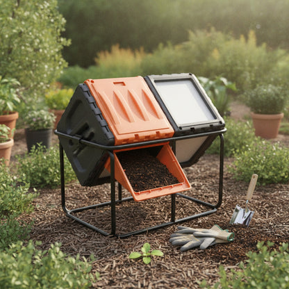 Composteur de Jardin Rotatif 140L Double Chambre - Bac à Compost Efficace et Pratique