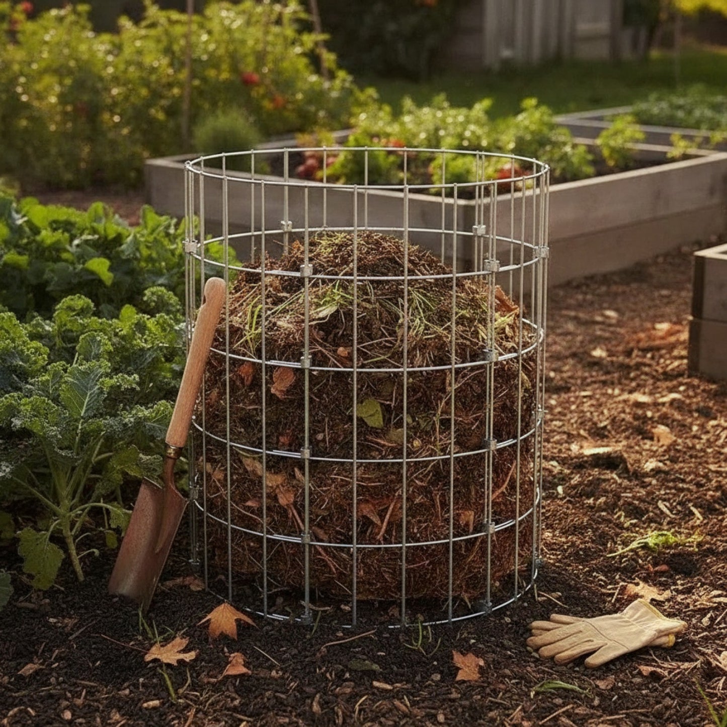 Composteur de Jardin Carré 50x50 cm en Acier Galvanisé - Idéal pour l'Extérieur