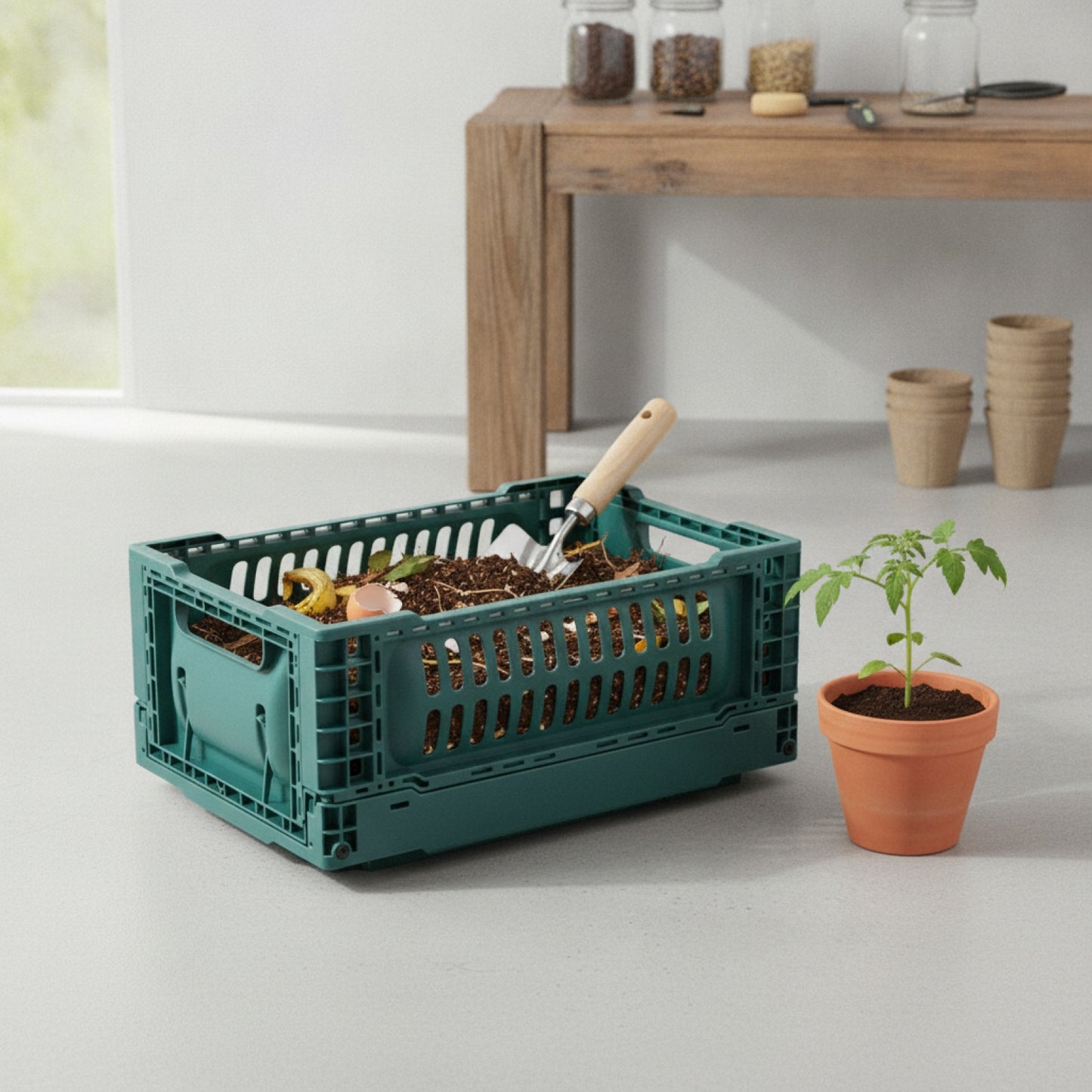 Composteur Pliable Vert pour Déchets Organiques - Solution Écologique pour Jardin et Cour