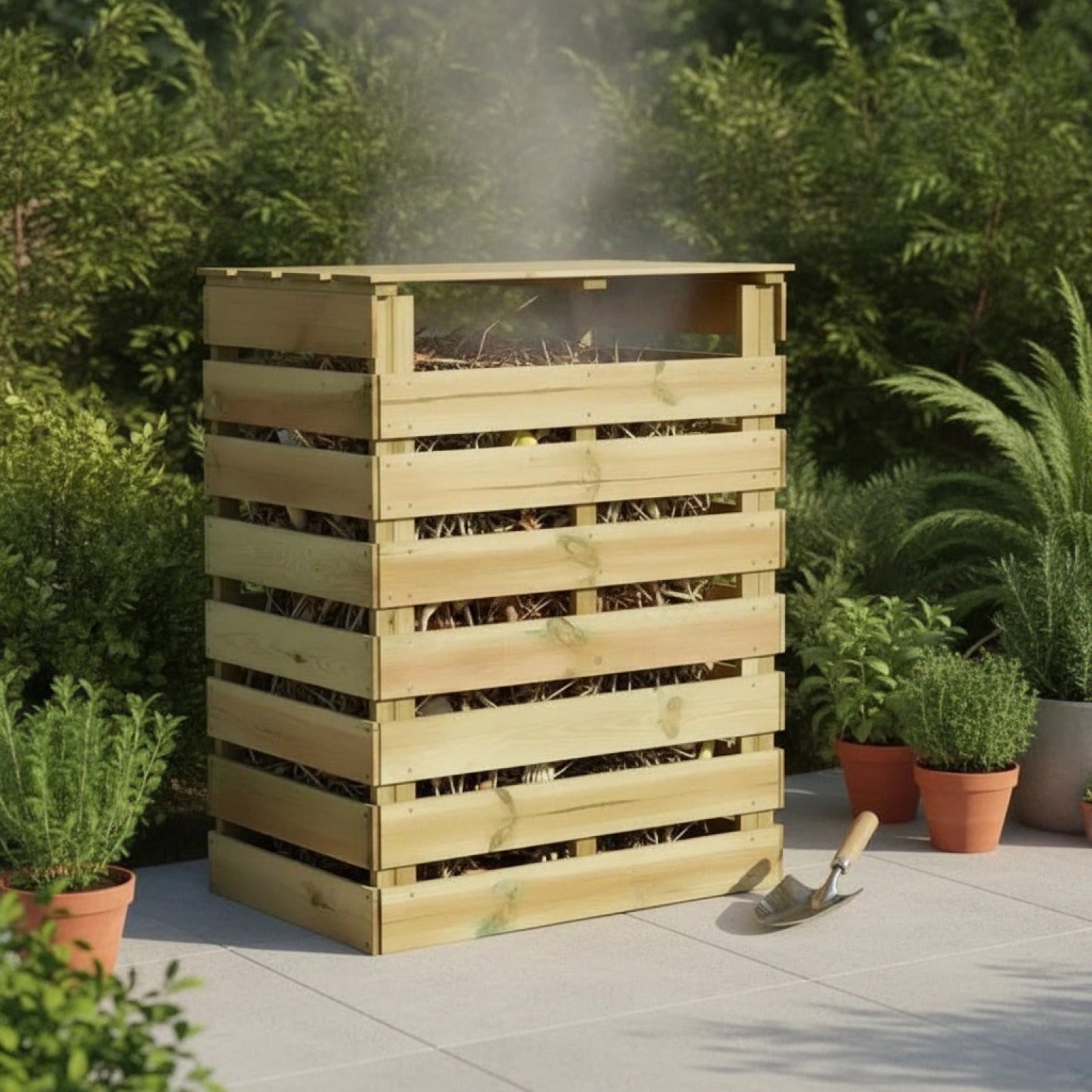 Composteur en Bois Imprégné 80x50x100 cm - Recyclage Jardin Durable