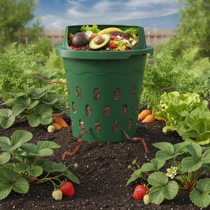 Composteur de Jardin en Plastique pour Déchets de Cuisine et Lombricompostage - Idéal Fraises & Légumes
