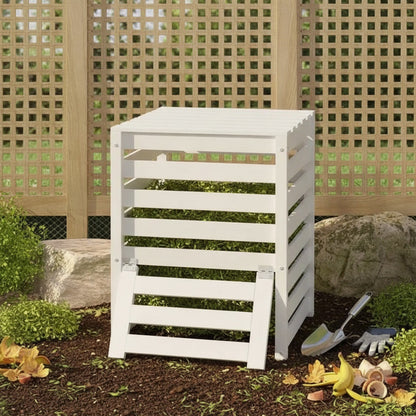 Composteur en Bois de Pin Massif Blanc - 63.5x63.5x77.5 cm