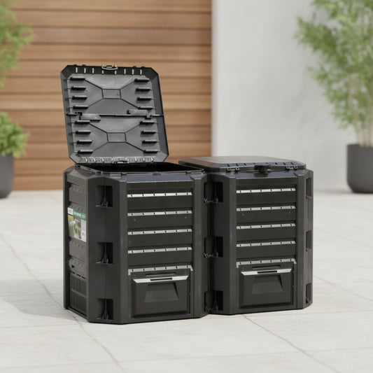 Composteur de Jardin 1200L Noir - Facile à Nettoyer et Écologique