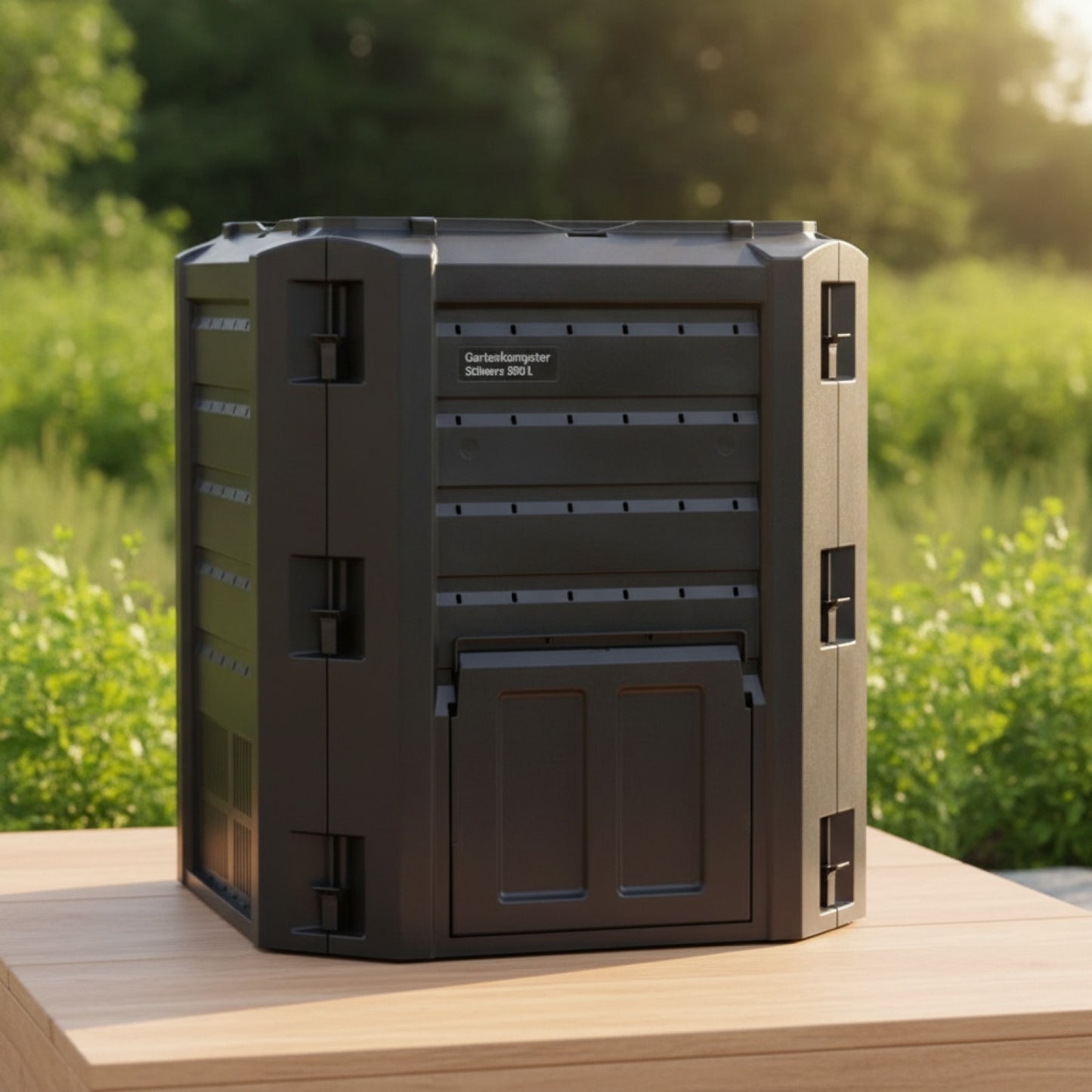 Bac à compost de jardin en bois 380L - Noir