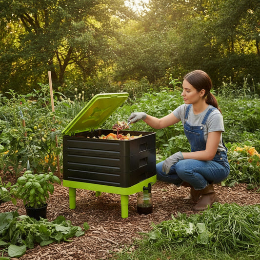 Composteur de Jardin Noir - Bac à Compost Domestique pour Déchets Organiques