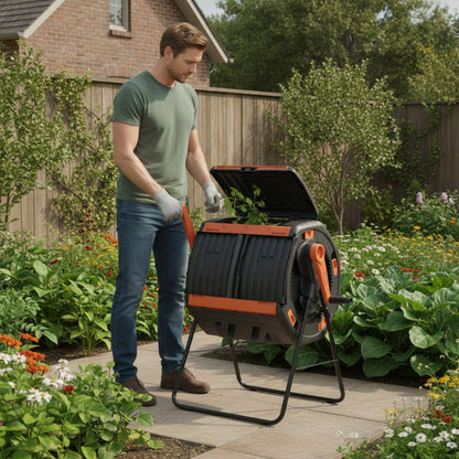 Composteur Rotatif 160L Anti-Corrosion : Compostage Facile et Rapide pour Jardin
