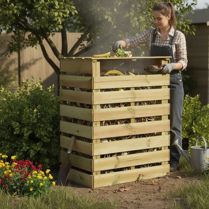 Composteur en Bois Imprégné 80x50x100 cm - Recyclage Jardin Durable