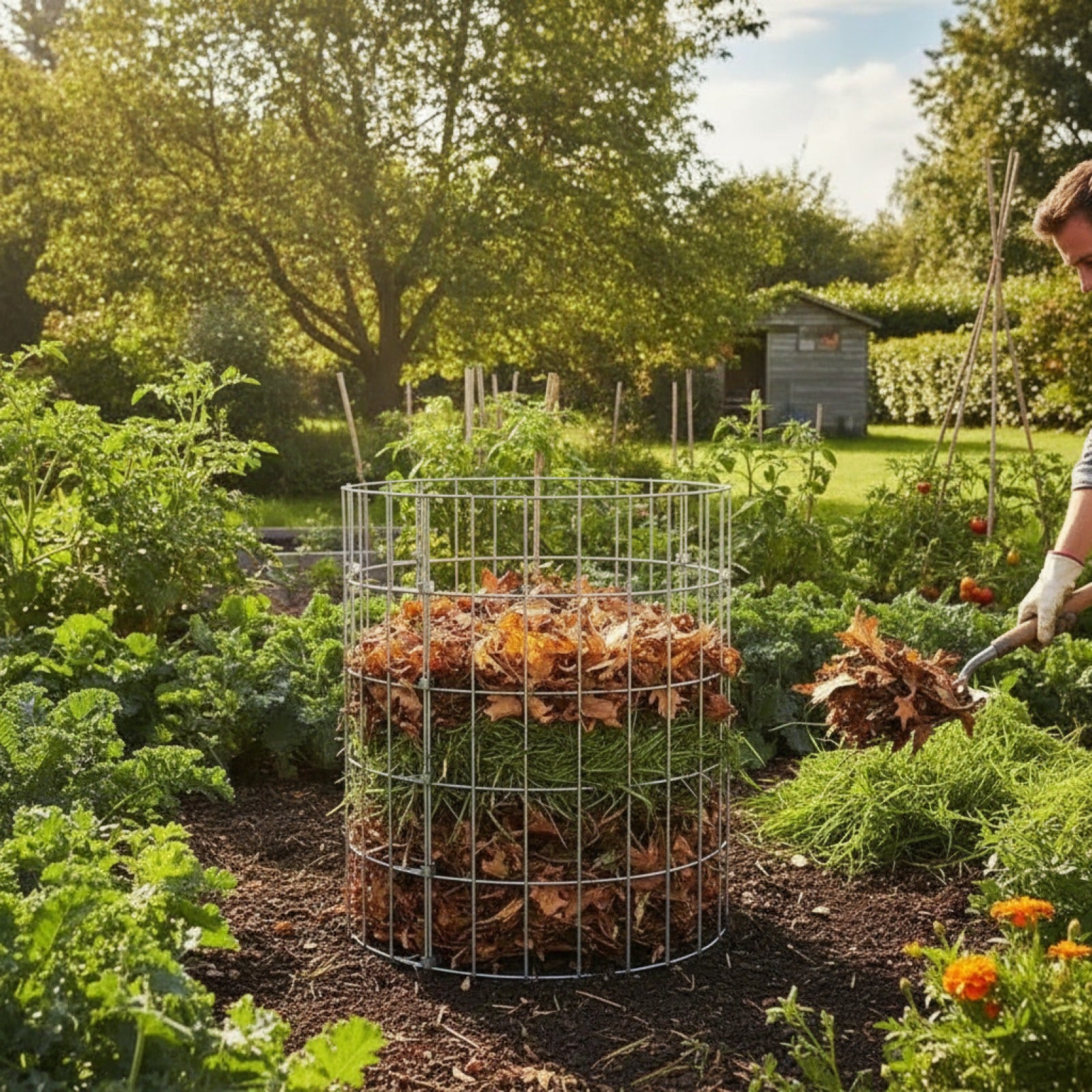 Composteur de Jardin Carré 50x50 cm en Acier Galvanisé - Idéal pour l'Extérieur