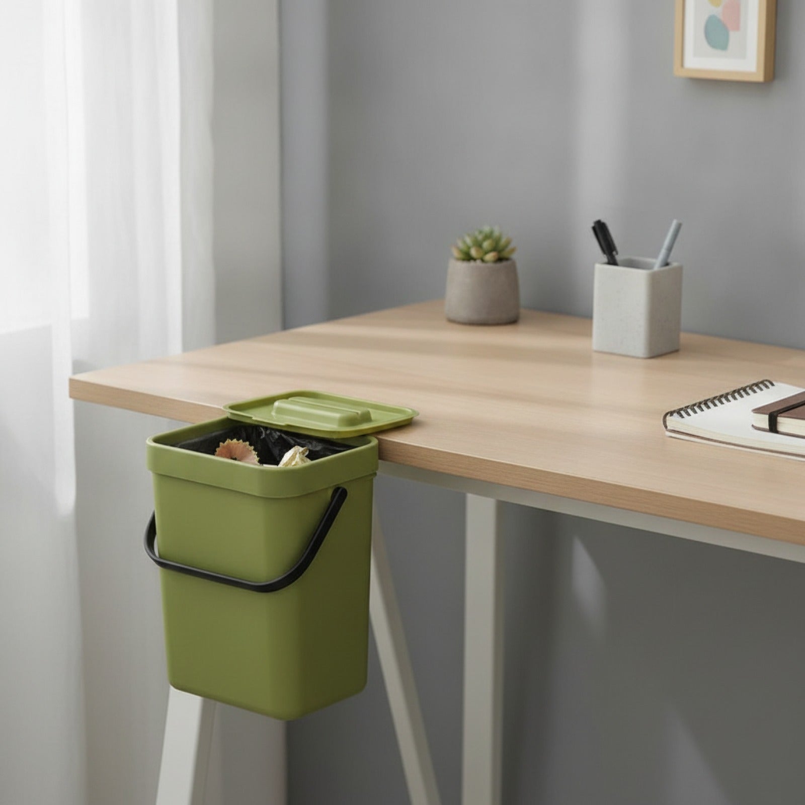 Poubelle Murale 2-en-1 Suspendue pour Cuisine et Bureau - Plastique Polyvalent