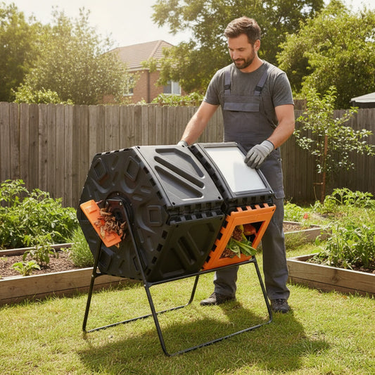 Composteur de Jardin Rotatif 140L Double Chambre - Bac à Compost Efficace et Pratique