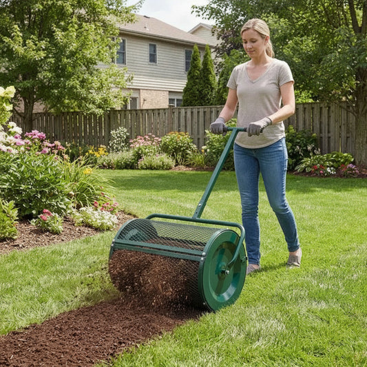 Outil de jardinage : Épandeur à compost et engrais avec manche en T pour jardin