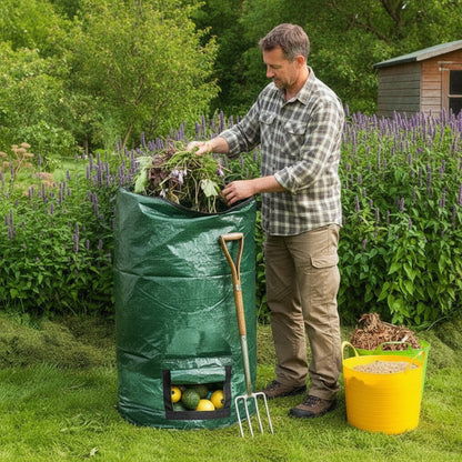 Sac de Compostage Vert Pliable pour Jardin - Collecte Déchets Organiques
