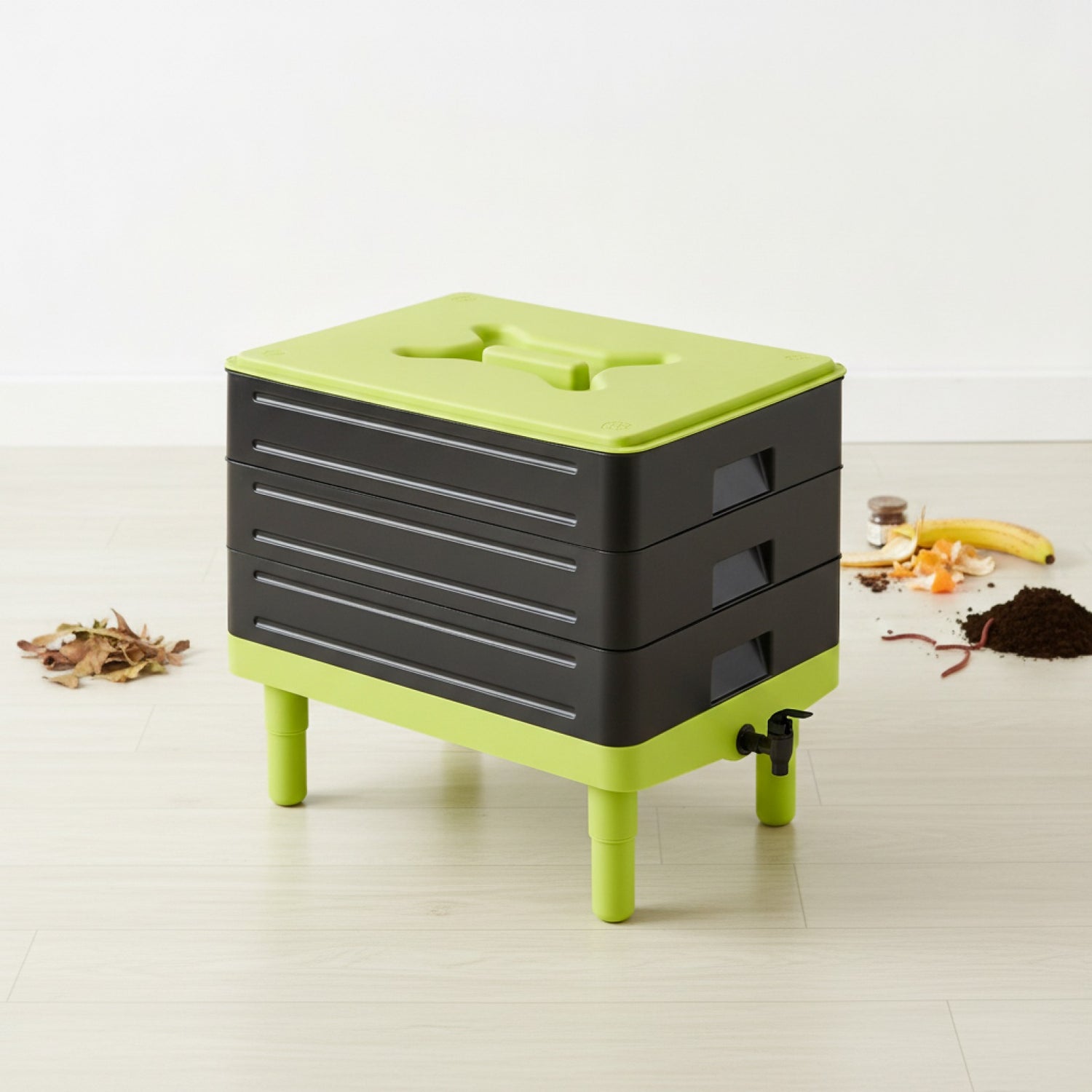 Composteur de Jardin Noir - Bac à Compost Domestique pour Déchets Organiques
