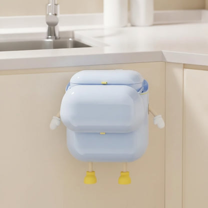 Poubelle de Cuisine Suspendue en Plastique avec Couvercle - Idéale pour Plan de Travail ou Sous Évier