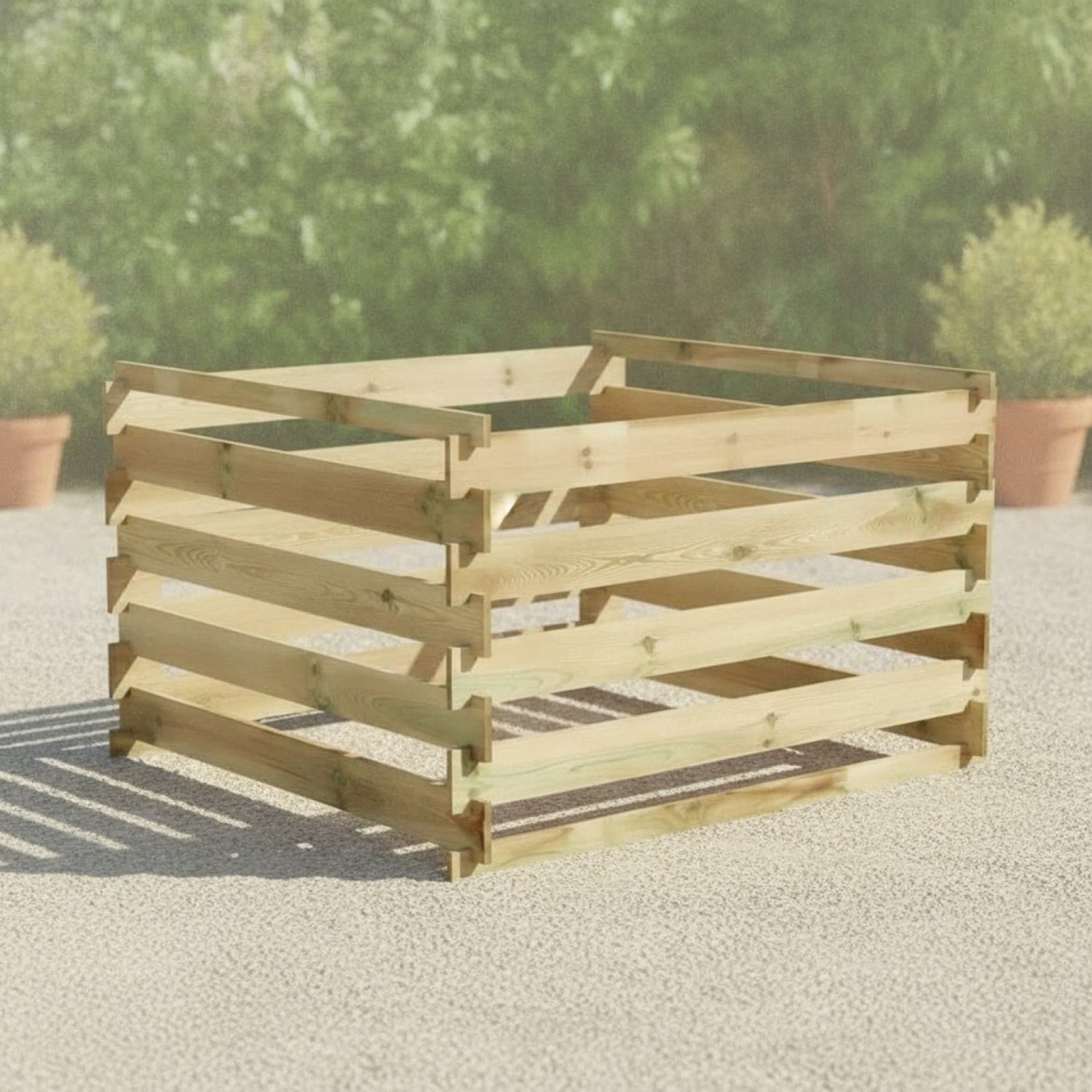 Composteur en Bois Imprégné 120x120x70 cm - Recyclage Jardin & Compostage Efficace