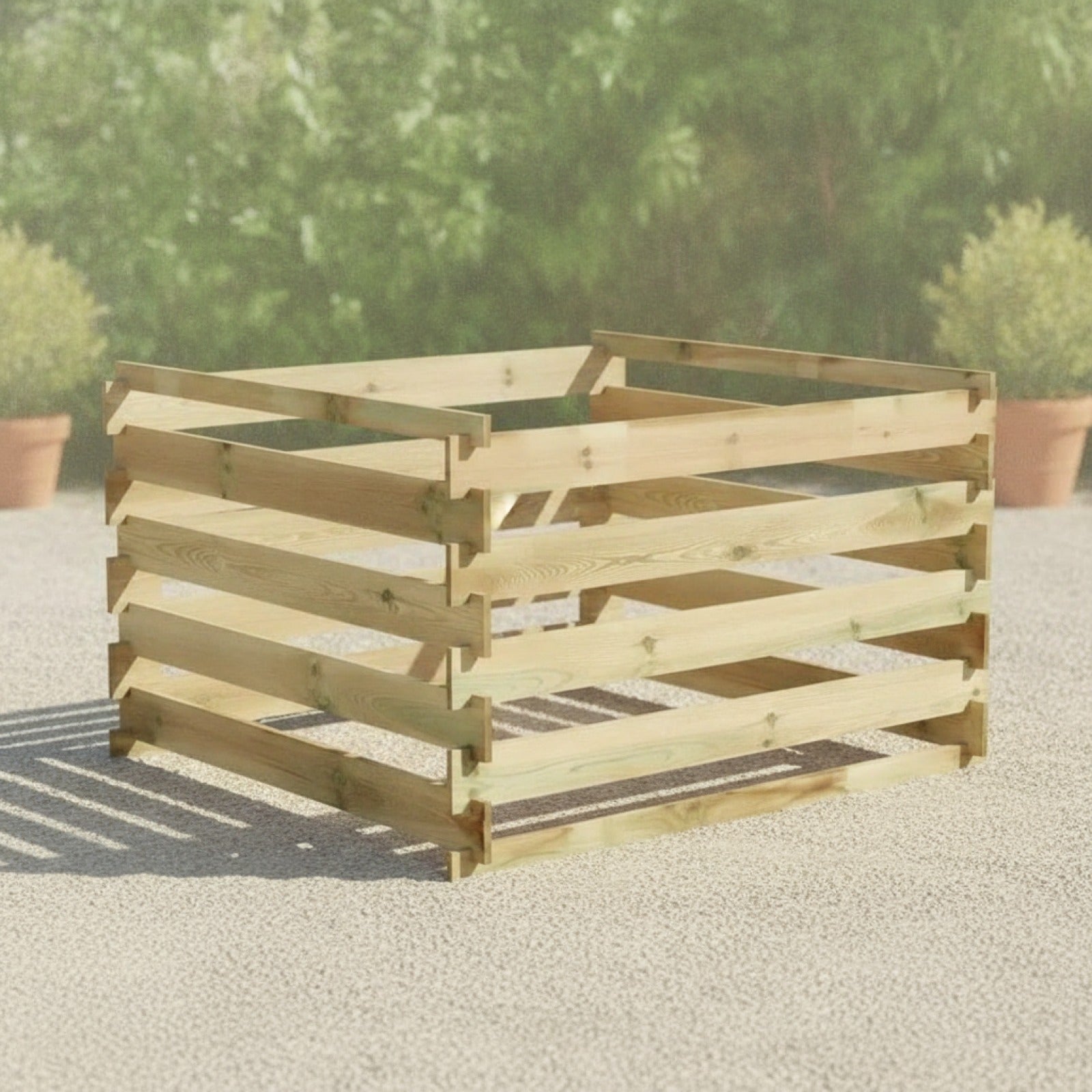 Composteur en Bois Imprégné 120x120x70 cm - Recyclage Jardin & Compostage Efficace