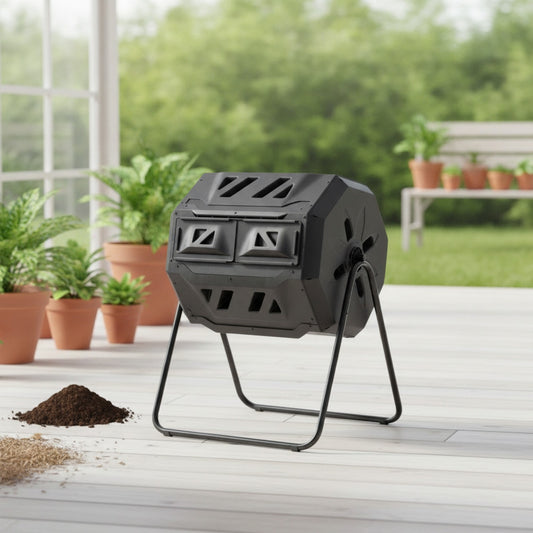 Composteur Rotatif Double Chambre 160L - Traitement Déchets Jardin & Cuisine