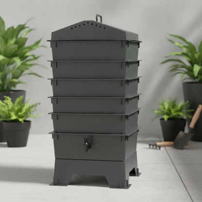 Composteur de Vers Domestique à 5 Niveaux - Fabrication d'Engrais Organique Maison
