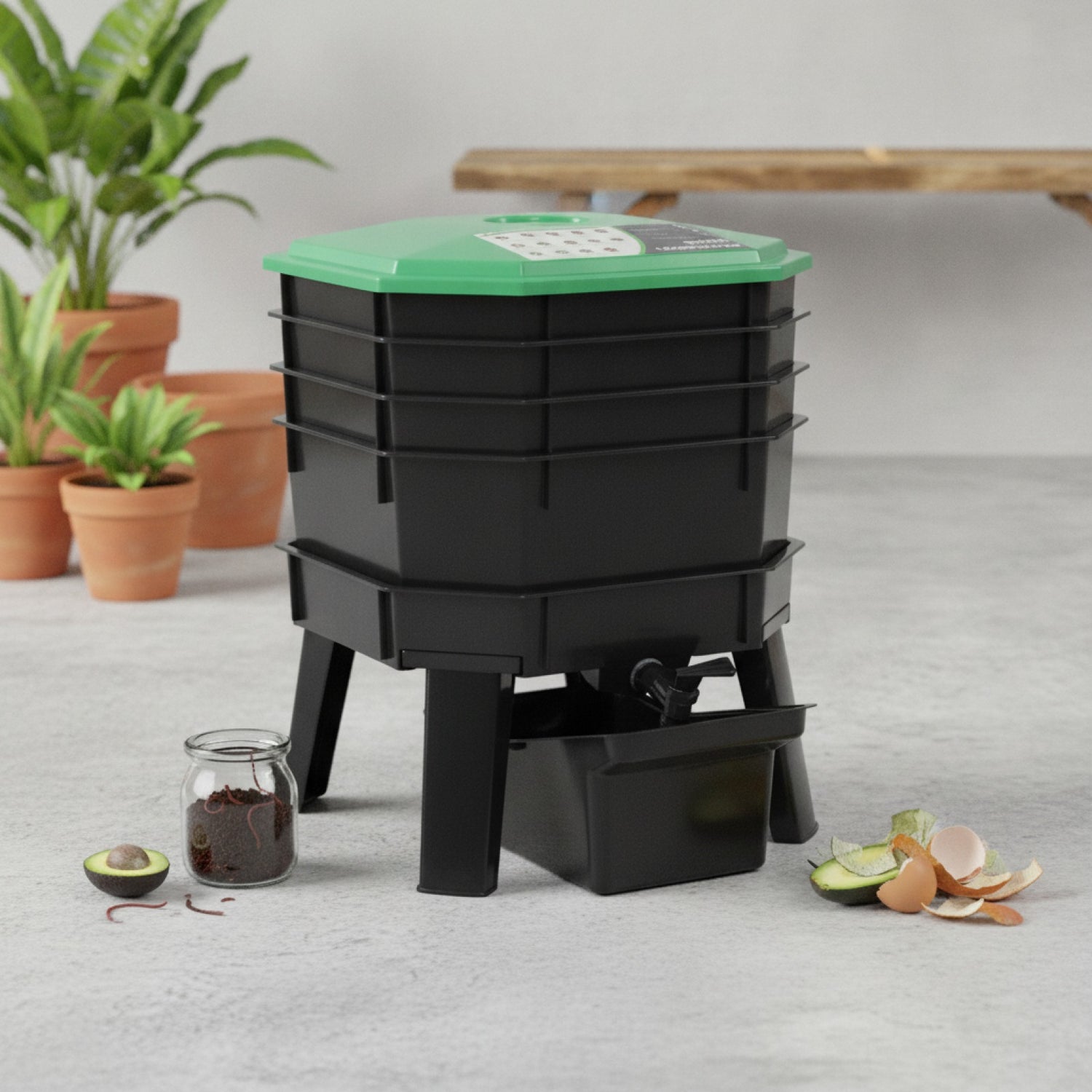 Composteur de jardin multicouche pour déchets alimentaires et lombricompostage