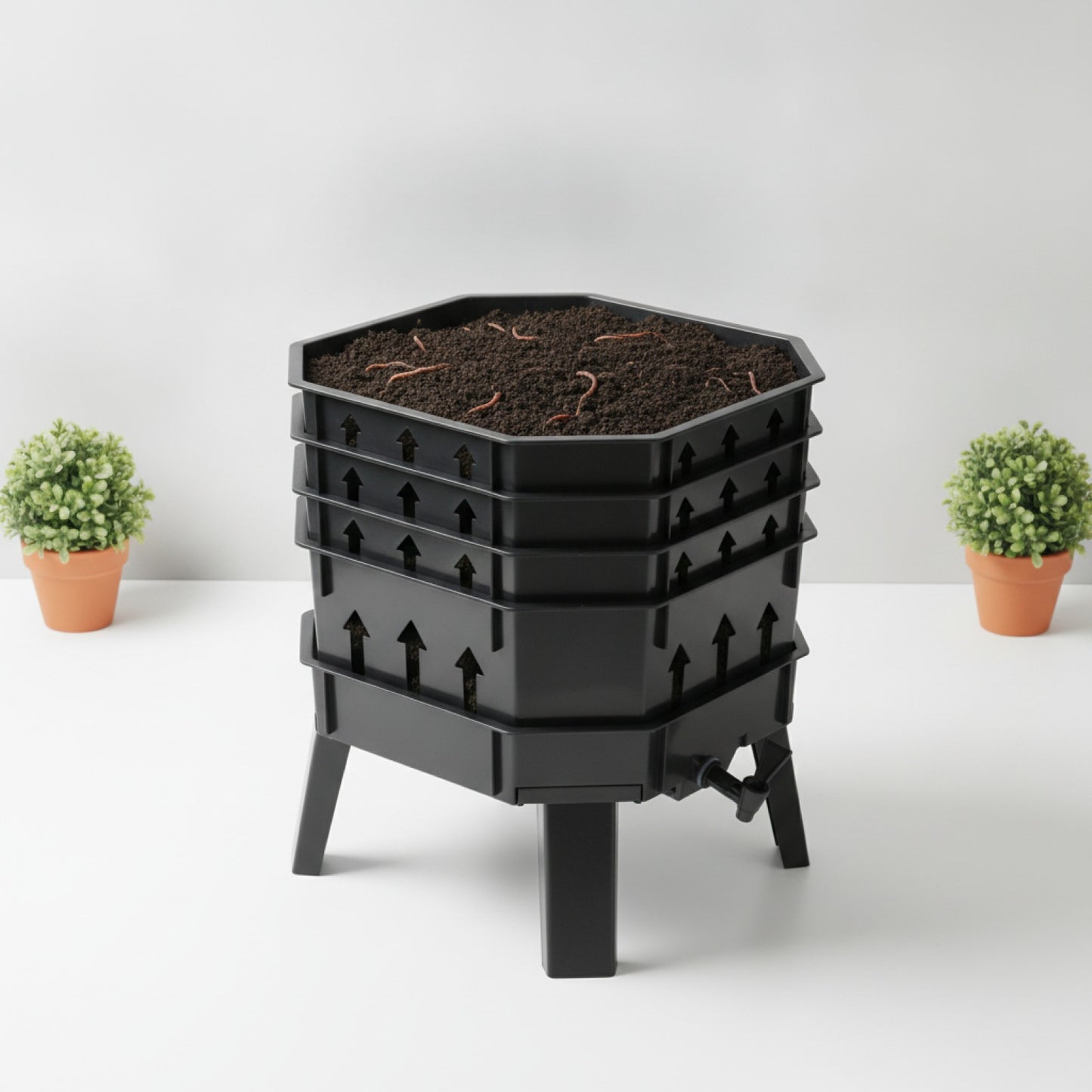 Composteur de jardin à grande capacité pour lombricompostage et déchets alimentaires