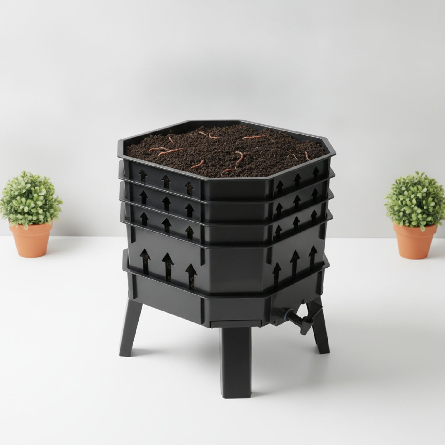 Composteur de jardin à grande capacité pour lombricompostage et déchets alimentaires