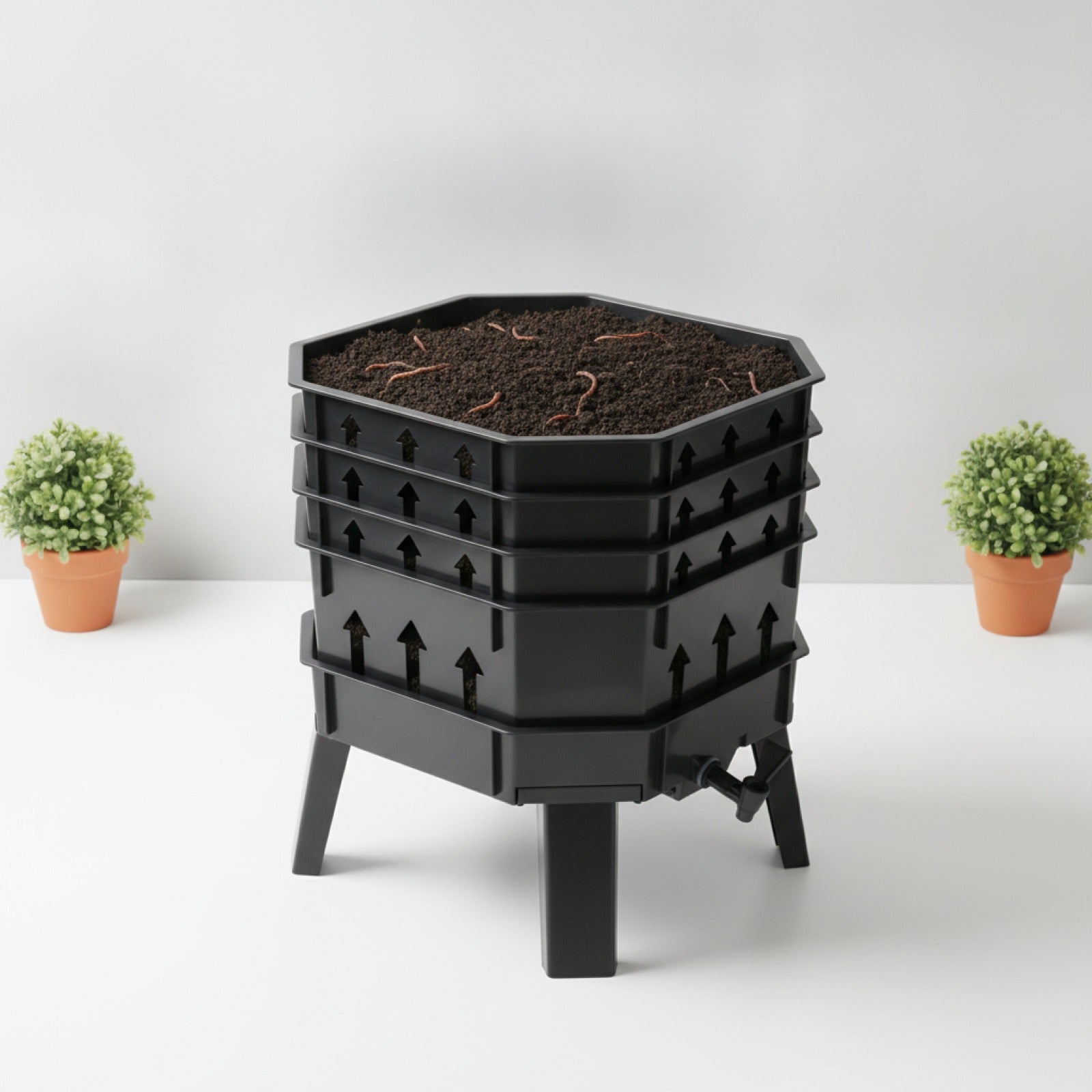 Composteur de jardin à grande capacité pour lombricompostage et déchets alimentaires